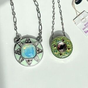 Lia Sophia Necklaces Silver Tone “Mint Meltaway” and round medallion Pendant